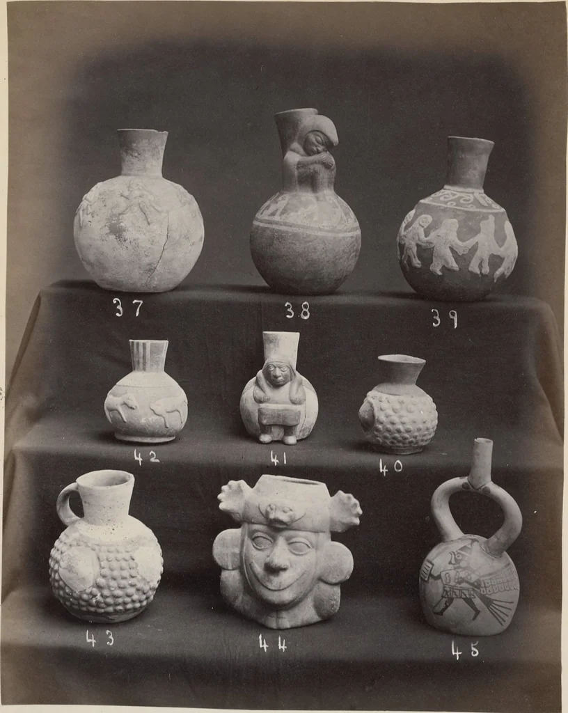 An illustration from Ancient pottery from the graves of Indians of Peru, South America : cheifly [sic] from the Santa valley near Chimbote ... photographed for W.W. Evans / by J.W. Hennager, New Rochelle, Jany. 1877, 1877, leaf 13