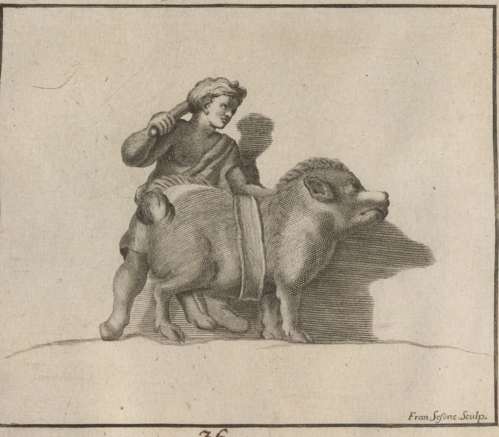An illustration from Disegni intagliati in rame di pitture antiche ritrovate nelle scavazioni di Resina, 1746, leaf 48