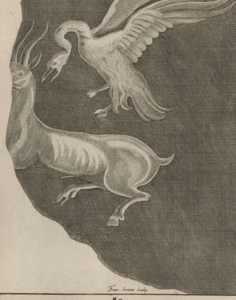 An illustration from Disegni intagliati in rame di pitture antiche ritrovate nelle scavazioni di Resina, 1746, leaf 52