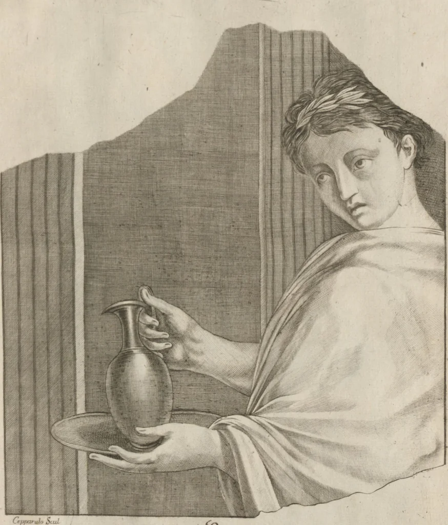 An illustration from Disegni intagliati in rame di pitture antiche ritrovate nelle scavazioni di Resina, 1746, leaf 62