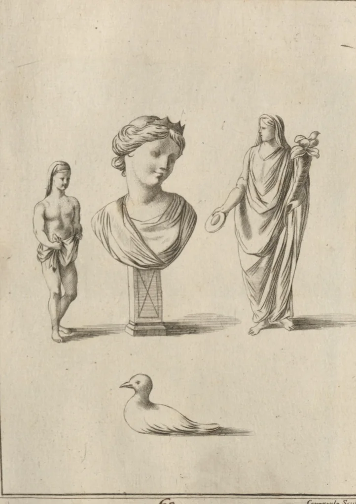 An illustration from Disegni intagliati in rame di pitture antiche ritrovate nelle scavazioni di Resina, 1746, leaf 74