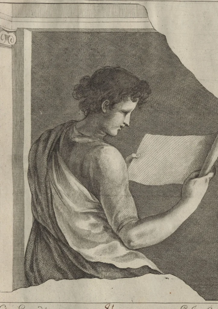 An illustration from Disegni intagliati in rame di pitture antiche ritrovate nelle scavazioni di Resina, 1746, leaf 93