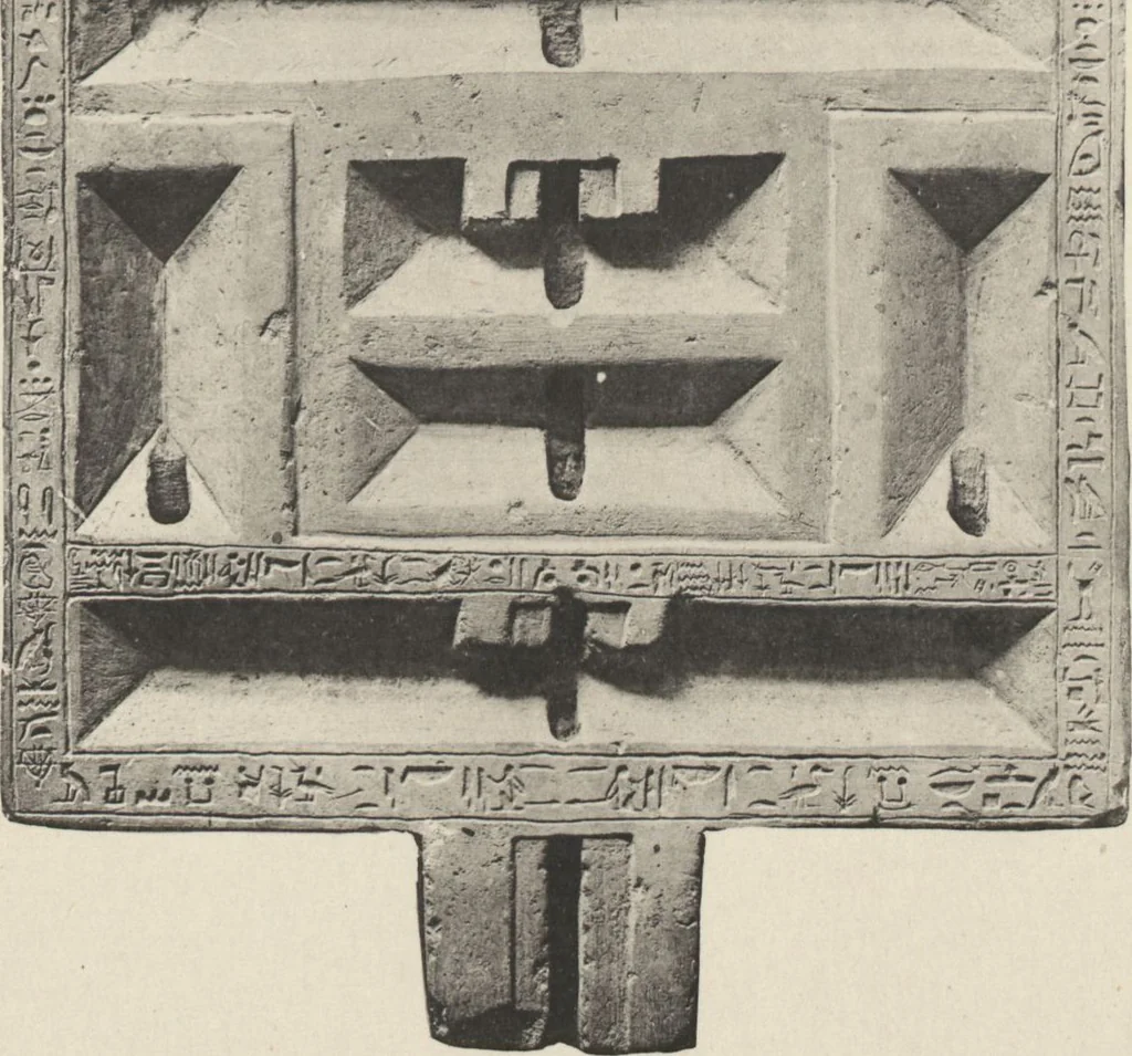 An illustration from Five years' explorations at Thebes : a record of work done 1907-1911 / by the Earl of Carnarvon and Howard Carter, with chapters by F. Ll. Griffith, George Legrain, George Möller, Percy E. Newberry and Wilhelm Spiegelberg ; with seventy-nine plates and frontispiece, 1912, leaf 137