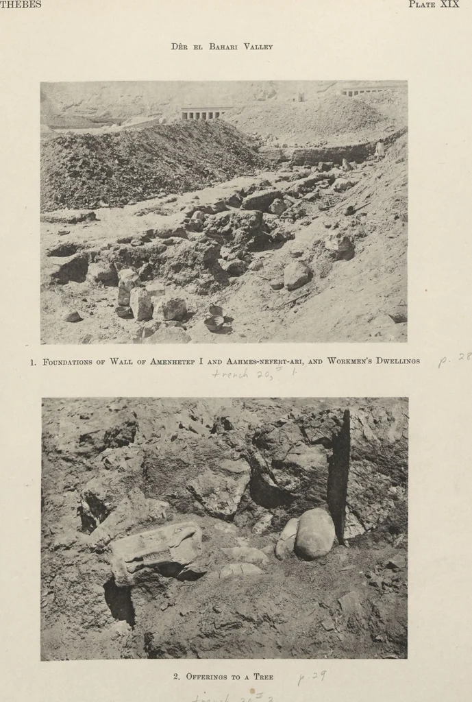 An illustration from Five years' explorations at Thebes : a record of work done 1907-1911 / by the Earl of Carnarvon and Howard Carter, with chapters by F. Ll. Griffith, George Legrain, George Möller, Percy E. Newberry and Wilhelm Spiegelberg ; with seventy-nine plates and frontispiece, 1912, leaf 151