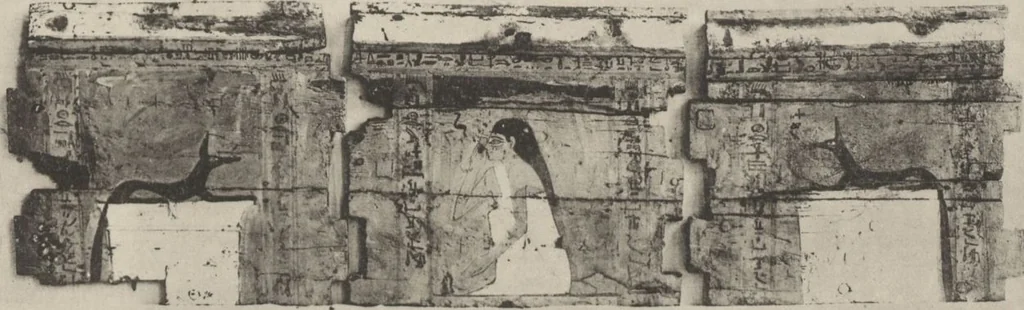 An illustration from Five years' explorations at Thebes : a record of work done 1907-1911 / by the Earl of Carnarvon and Howard Carter, with chapters by F. Ll. Griffith, George Legrain, George Möller, Percy E. Newberry and Wilhelm Spiegelberg ; with seventy-nine plates and frontispiece, 1912, leaf 163