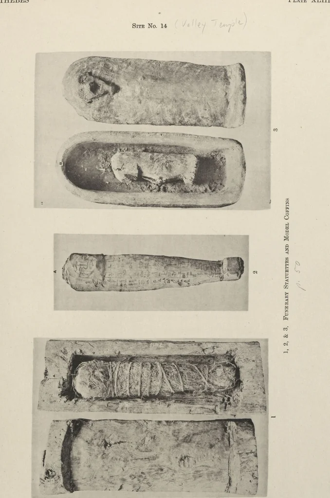 An illustration from Five years' explorations at Thebes : a record of work done 1907-1911 / by the Earl of Carnarvon and Howard Carter, with chapters by F. Ll. Griffith, George Legrain, George Möller, Percy E. Newberry and Wilhelm Spiegelberg ; with seventy-nine plates and frontispiece, 1912, leaf 200