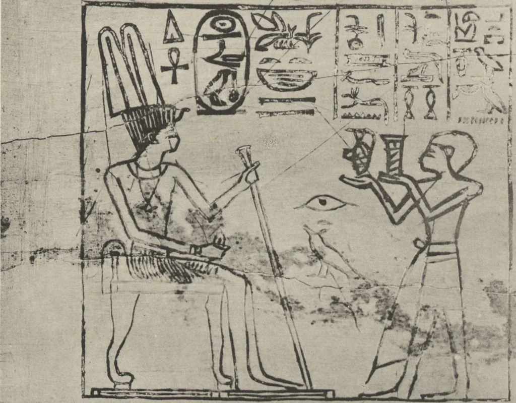 An illustration from Five years' explorations at Thebes : a record of work done 1907-1911 / by the Earl of Carnarvon and Howard Carter, with chapters by F. Ll. Griffith, George Legrain, George Möller, Percy E. Newberry and Wilhelm Spiegelberg ; with seventy-nine plates and frontispiece, 1912, leaf 212