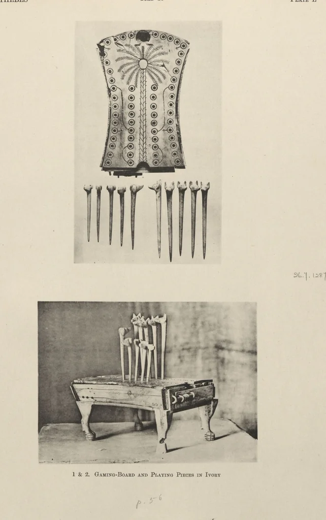 An illustration from Five years' explorations at Thebes : a record of work done 1907-1911 / by the Earl of Carnarvon and Howard Carter, with chapters by F. Ll. Griffith, George Legrain, George Möller, Percy E. Newberry and Wilhelm Spiegelberg ; with seventy-nine plates and frontispiece, 1912, leaf 214
