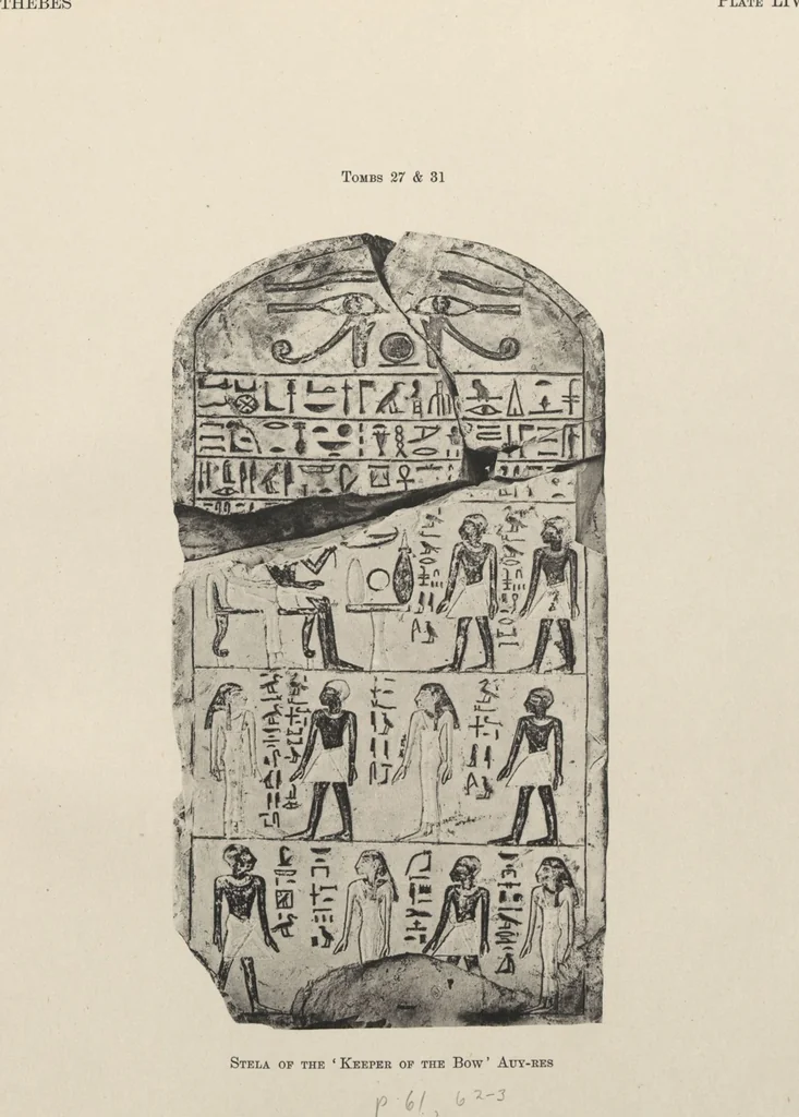 An illustration from Five years' explorations at Thebes : a record of work done 1907-1911 / by the Earl of Carnarvon and Howard Carter, with chapters by F. Ll. Griffith, George Legrain, George Möller, Percy E. Newberry and Wilhelm Spiegelberg ; with seventy-nine plates and frontispiece, 1912, leaf 222