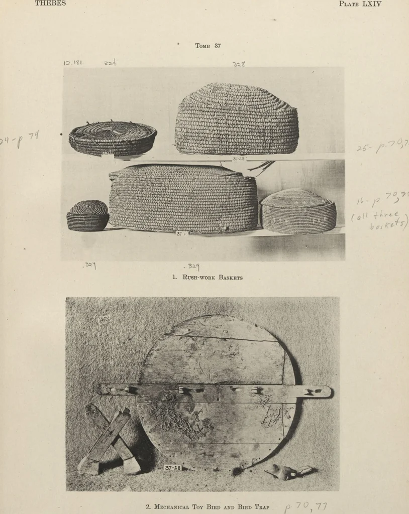 An illustration from Five years' explorations at Thebes : a record of work done 1907-1911 / by the Earl of Carnarvon and Howard Carter, with chapters by F. Ll. Griffith, George Legrain, George Möller, Percy E. Newberry and Wilhelm Spiegelberg ; with seventy-nine plates and frontispiece, 1912, leaf 242