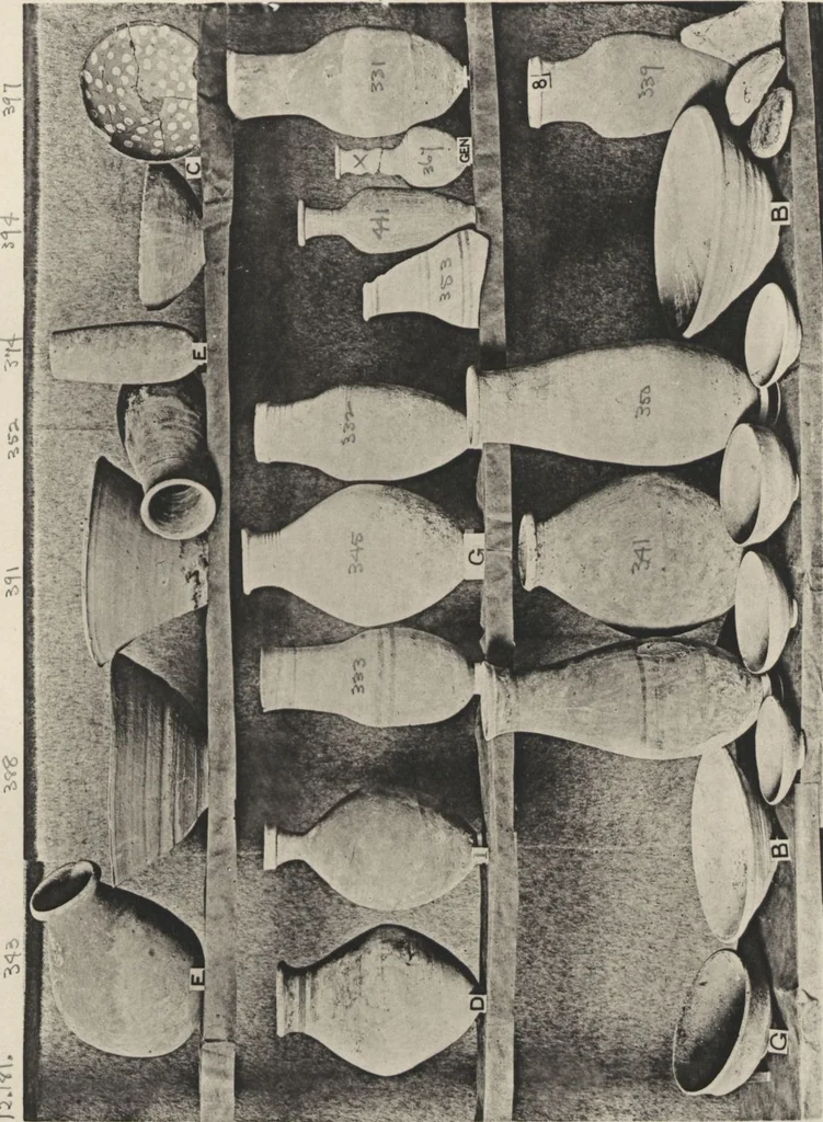 An illustration from Five years' explorations at Thebes : a record of work done 1907-1911 / by the Earl of Carnarvon and Howard Carter, with chapters by F. Ll. Griffith, George Legrain, George Möller, Percy E. Newberry and Wilhelm Spiegelberg ; with seventy-nine plates and frontispiece, 1912, leaf 262