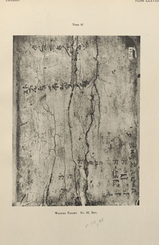 An illustration from Five years' explorations at Thebes : a record of work done 1907-1911 / by the Earl of Carnarvon and Howard Carter, with chapters by F. Ll. Griffith, George Legrain, George Möller, Percy E. Newberry and Wilhelm Spiegelberg ; with seventy-nine plates and frontispiece, 1912, leaf 270