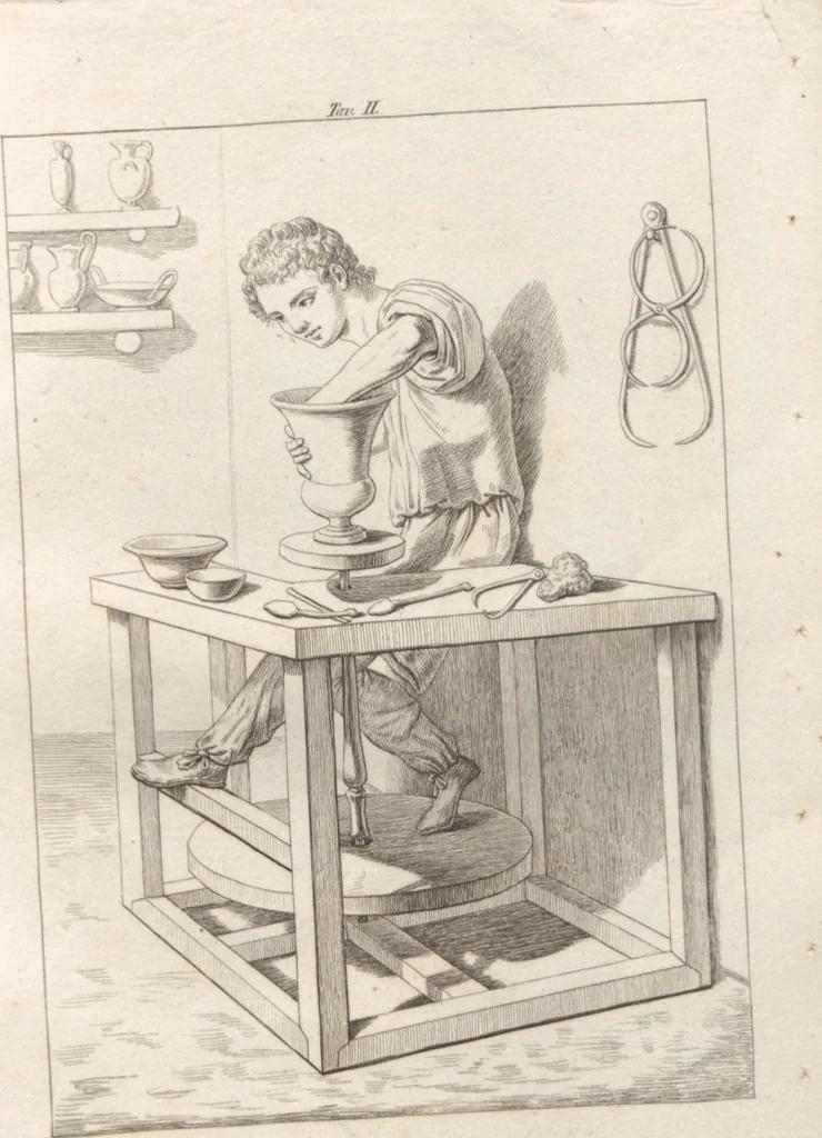 An illustration from Cenni sulla maniera di rinvenire i vasi fittili italo-greci : sulla loro costruzione, sulle loro fabbriche più distinte e sulla progressione e decadimento dell'arte vasaria / di Raffaele Gargiulo, 1831, leaf 48