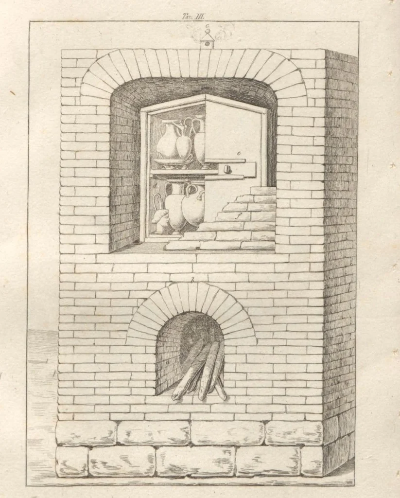 An illustration from Cenni sulla maniera di rinvenire i vasi fittili italo-greci : sulla loro costruzione, sulle loro fabbriche più distinte e sulla progressione e decadimento dell'arte vasaria / di Raffaele Gargiulo, 1831, leaf 49