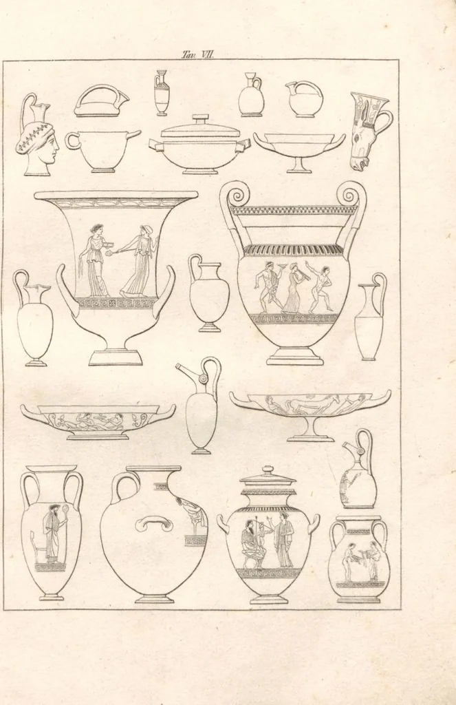 An illustration from Cenni sulla maniera di rinvenire i vasi fittili italo-greci : sulla loro costruzione, sulle loro fabbriche più distinte e sulla progressione e decadimento dell'arte vasaria / di Raffaele Gargiulo, 1831, leaf 53