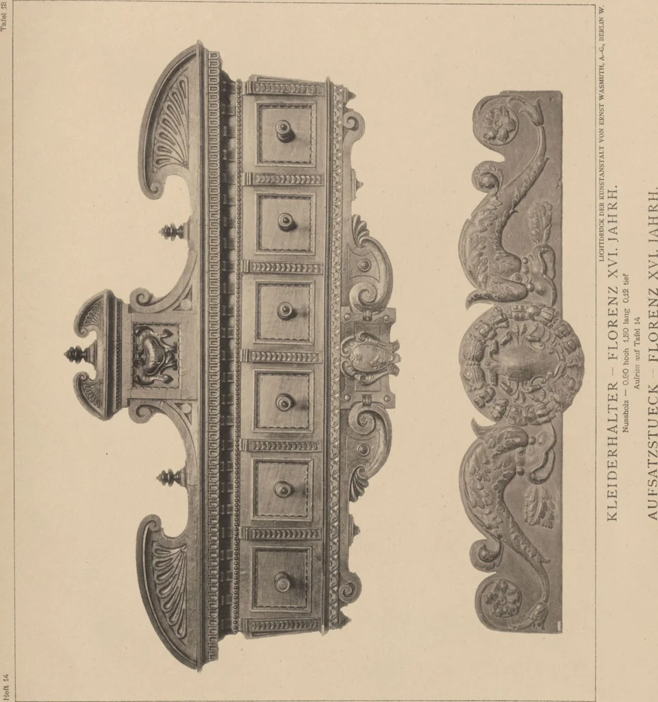 An illustration from Italienische Moebel XVI. Jahrhundert / Text von J. Lessing, 1893, leaf 31