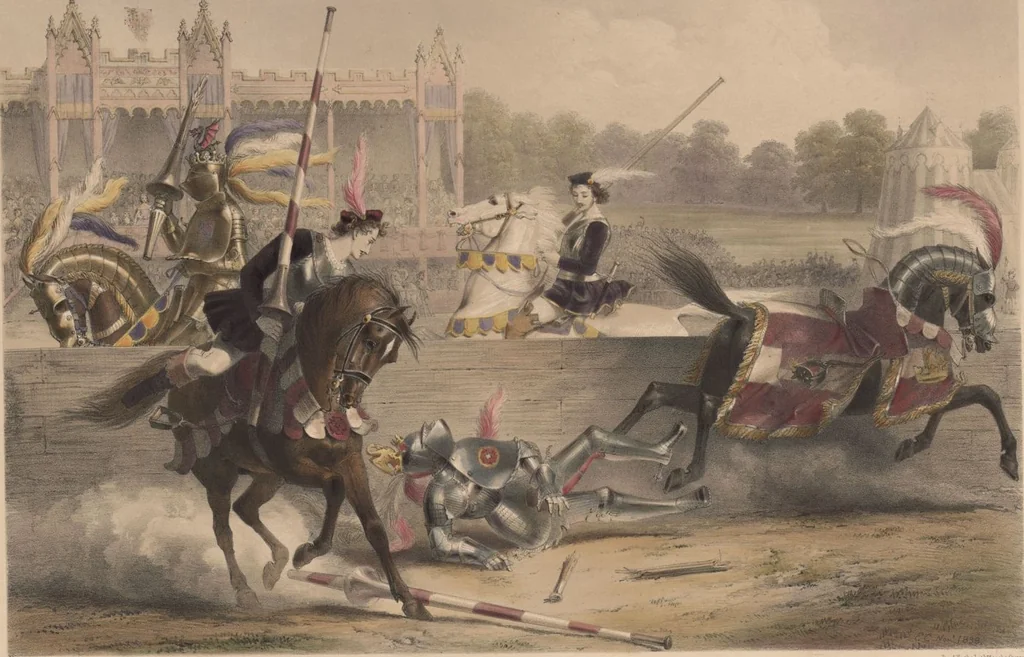 An illustration from The Eglinton tournament : dedicated to the Earl of Eglinton / Edward Corbould, 1840, leaf 11