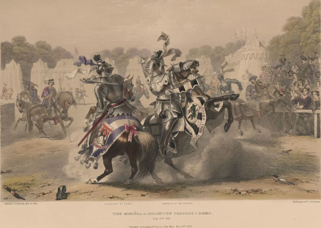 An illustration from The Eglinton tournament : dedicated to the Earl of Eglinton / Edward Corbould, 1840, leaf 13