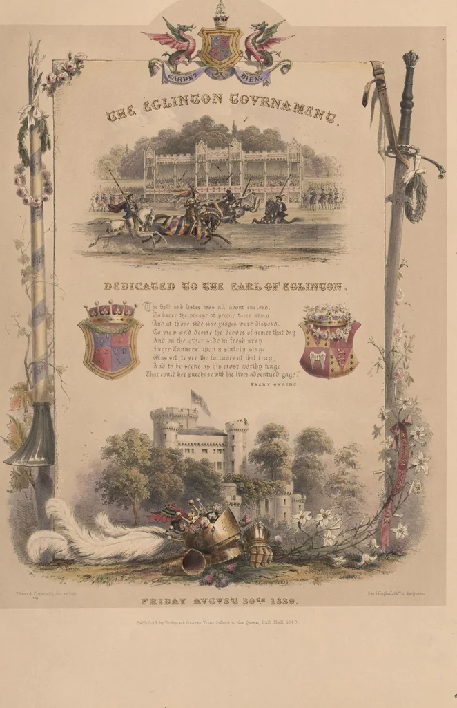 An illustration from The Eglinton tournament : dedicated to the Earl of Eglinton / Edward Corbould, 1840, leaf 2
