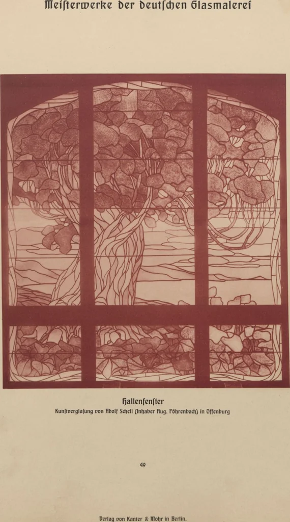 An illustration from Meisterwerke der deutschen Glasmalerei / hrsg. vom Badischen Kunstgewerbe-Verein aus Anlass der im Jahre 1901 stattgefundenen Glasmalerei-ausstellung zu Karlsruhe i. B. 100 Tafeln in Lichtdruck nebst einem Begleitwort von F. S. Meyer, 1903, leaf 109
