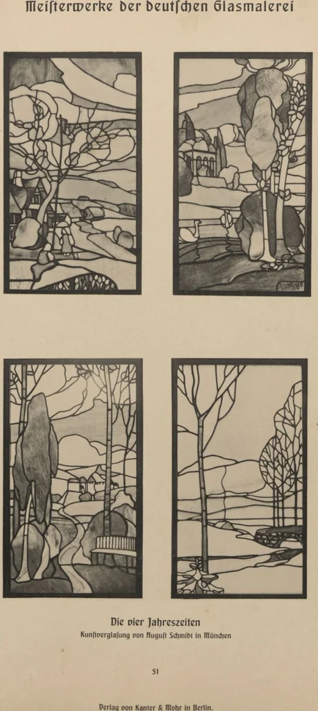 An illustration from Meisterwerke der deutschen Glasmalerei / hrsg. vom Badischen Kunstgewerbe-Verein aus Anlass der im Jahre 1901 stattgefundenen Glasmalerei-ausstellung zu Karlsruhe i. B. 100 Tafeln in Lichtdruck nebst einem Begleitwort von F. S. Meyer, 1903, leaf 113