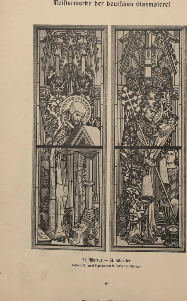 An illustration from Meisterwerke der deutschen Glasmalerei / hrsg. vom Badischen Kunstgewerbe-Verein aus Anlass der im Jahre 1901 stattgefundenen Glasmalerei-ausstellung zu Karlsruhe i. B. 100 Tafeln in Lichtdruck nebst einem Begleitwort von F. S. Meyer, 1903, leaf 129