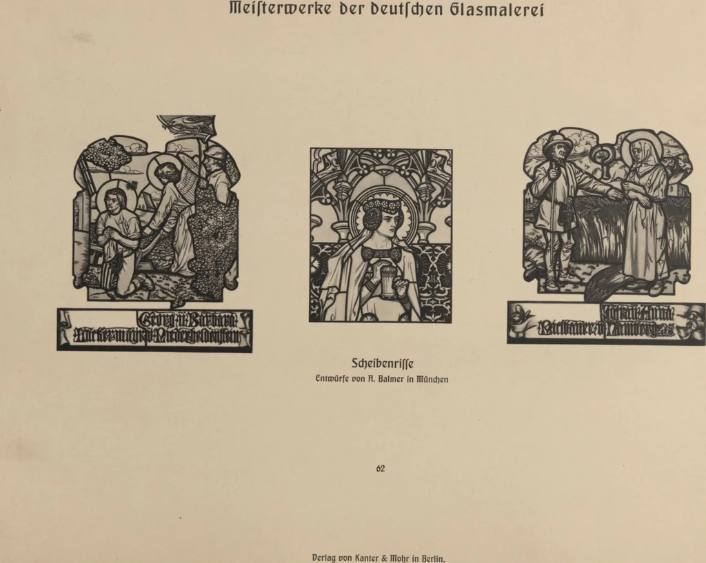 An illustration from Meisterwerke der deutschen Glasmalerei / hrsg. vom Badischen Kunstgewerbe-Verein aus Anlass der im Jahre 1901 stattgefundenen Glasmalerei-ausstellung zu Karlsruhe i. B. 100 Tafeln in Lichtdruck nebst einem Begleitwort von F. S. Meyer, 1903, leaf 133