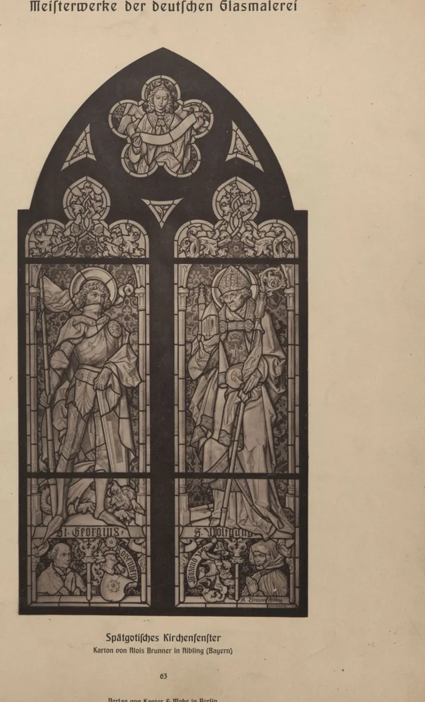 An illustration from Meisterwerke der deutschen Glasmalerei / hrsg. vom Badischen Kunstgewerbe-Verein aus Anlass der im Jahre 1901 stattgefundenen Glasmalerei-ausstellung zu Karlsruhe i. B. 100 Tafeln in Lichtdruck nebst einem Begleitwort von F. S. Meyer, 1903, leaf 135
