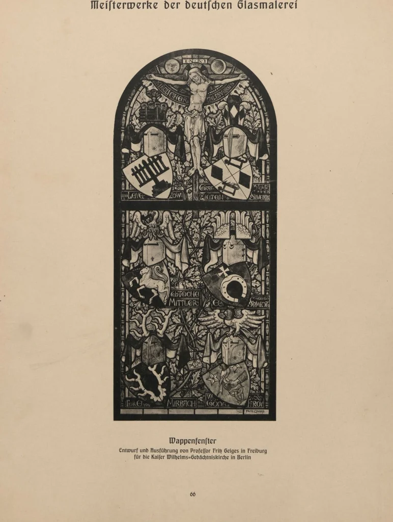 An illustration from Meisterwerke der deutschen Glasmalerei / hrsg. vom Badischen Kunstgewerbe-Verein aus Anlass der im Jahre 1901 stattgefundenen Glasmalerei-ausstellung zu Karlsruhe i. B. 100 Tafeln in Lichtdruck nebst einem Begleitwort von F. S. Meyer, 1903, leaf 141