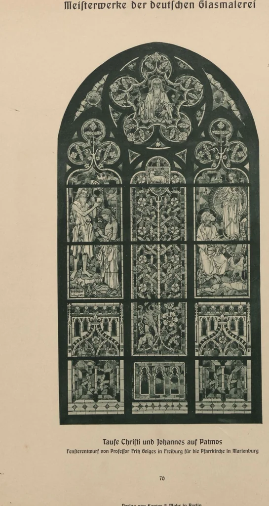 An illustration from Meisterwerke der deutschen Glasmalerei / hrsg. vom Badischen Kunstgewerbe-Verein aus Anlass der im Jahre 1901 stattgefundenen Glasmalerei-ausstellung zu Karlsruhe i. B. 100 Tafeln in Lichtdruck nebst einem Begleitwort von F. S. Meyer, 1903, leaf 149