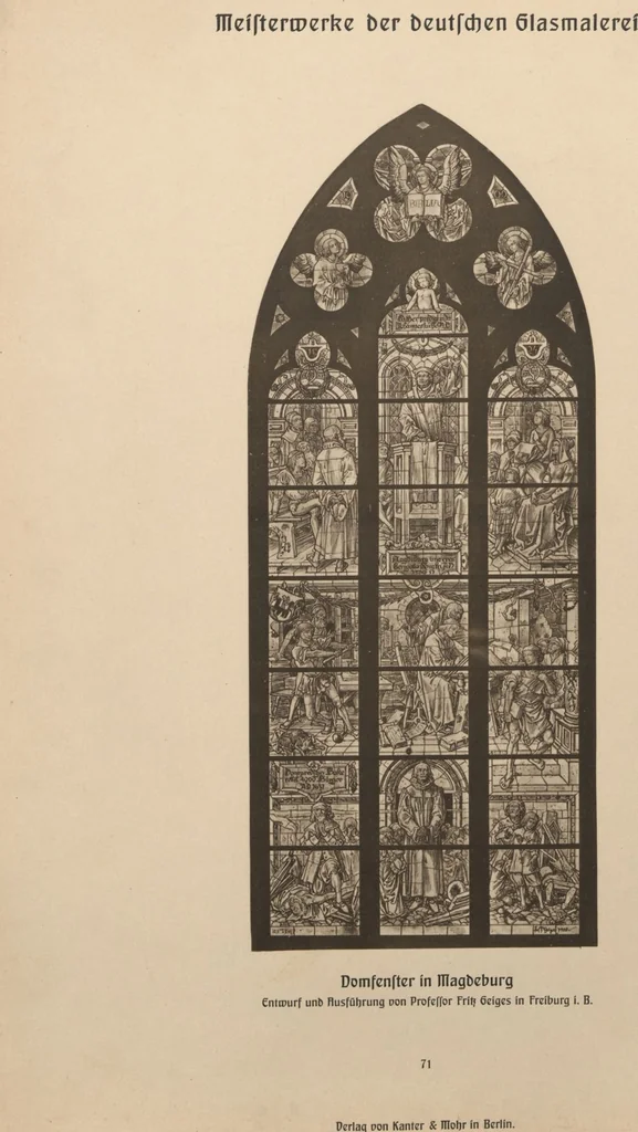 An illustration from Meisterwerke der deutschen Glasmalerei / hrsg. vom Badischen Kunstgewerbe-Verein aus Anlass der im Jahre 1901 stattgefundenen Glasmalerei-ausstellung zu Karlsruhe i. B. 100 Tafeln in Lichtdruck nebst einem Begleitwort von F. S. Meyer, 1903, leaf 151