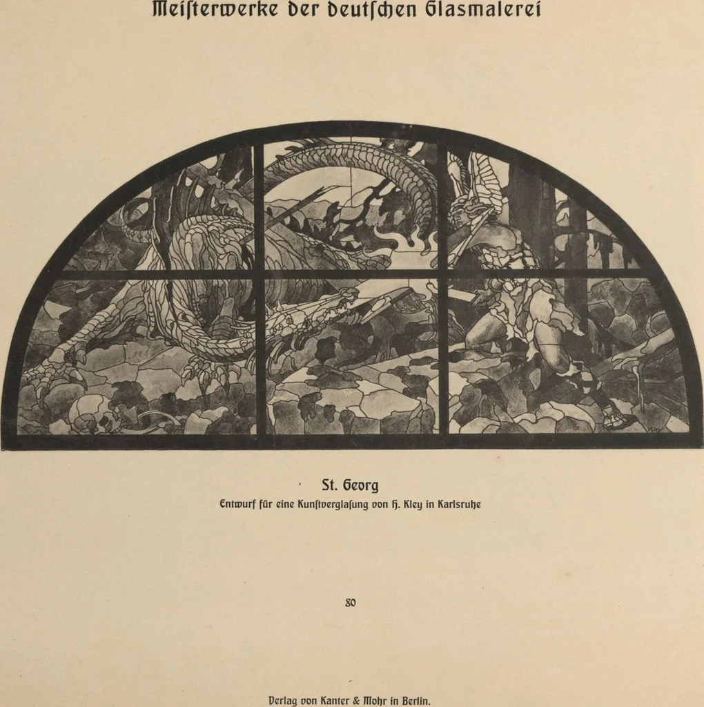 An illustration from Meisterwerke der deutschen Glasmalerei / hrsg. vom Badischen Kunstgewerbe-Verein aus Anlass der im Jahre 1901 stattgefundenen Glasmalerei-ausstellung zu Karlsruhe i. B. 100 Tafeln in Lichtdruck nebst einem Begleitwort von F. S. Meyer, 1903, leaf 167