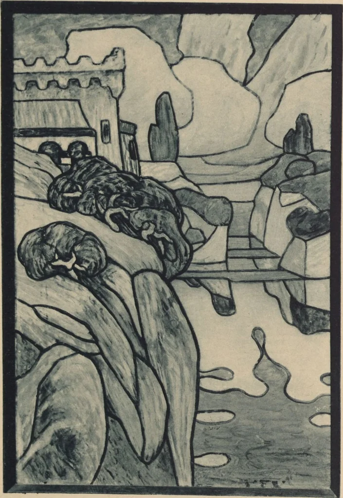 An illustration from Meisterwerke der deutschen Glasmalerei / hrsg. vom Badischen Kunstgewerbe-Verein aus Anlass der im Jahre 1901 stattgefundenen Glasmalerei-ausstellung zu Karlsruhe i. B. 100 Tafeln in Lichtdruck nebst einem Begleitwort von F. S. Meyer, 1903, leaf 173
