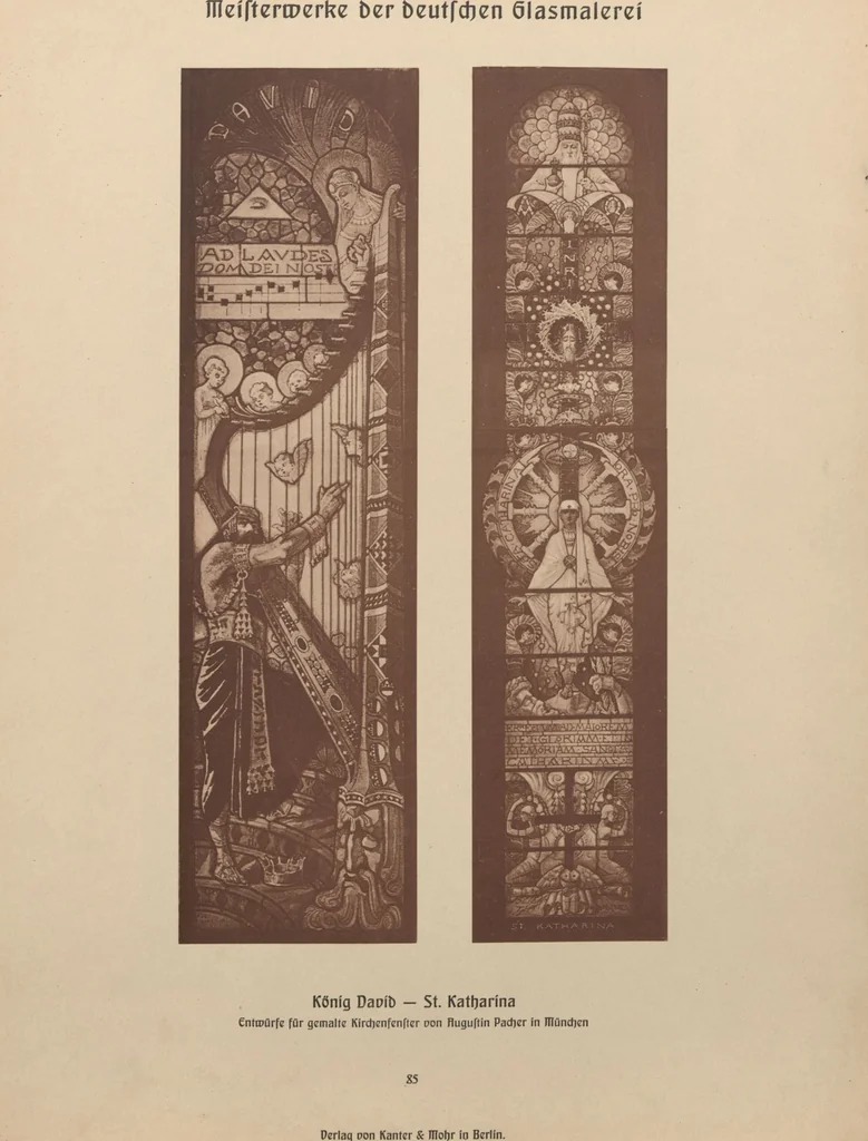 An illustration from Meisterwerke der deutschen Glasmalerei / hrsg. vom Badischen Kunstgewerbe-Verein aus Anlass der im Jahre 1901 stattgefundenen Glasmalerei-ausstellung zu Karlsruhe i. B. 100 Tafeln in Lichtdruck nebst einem Begleitwort von F. S. Meyer, 1903, leaf 177