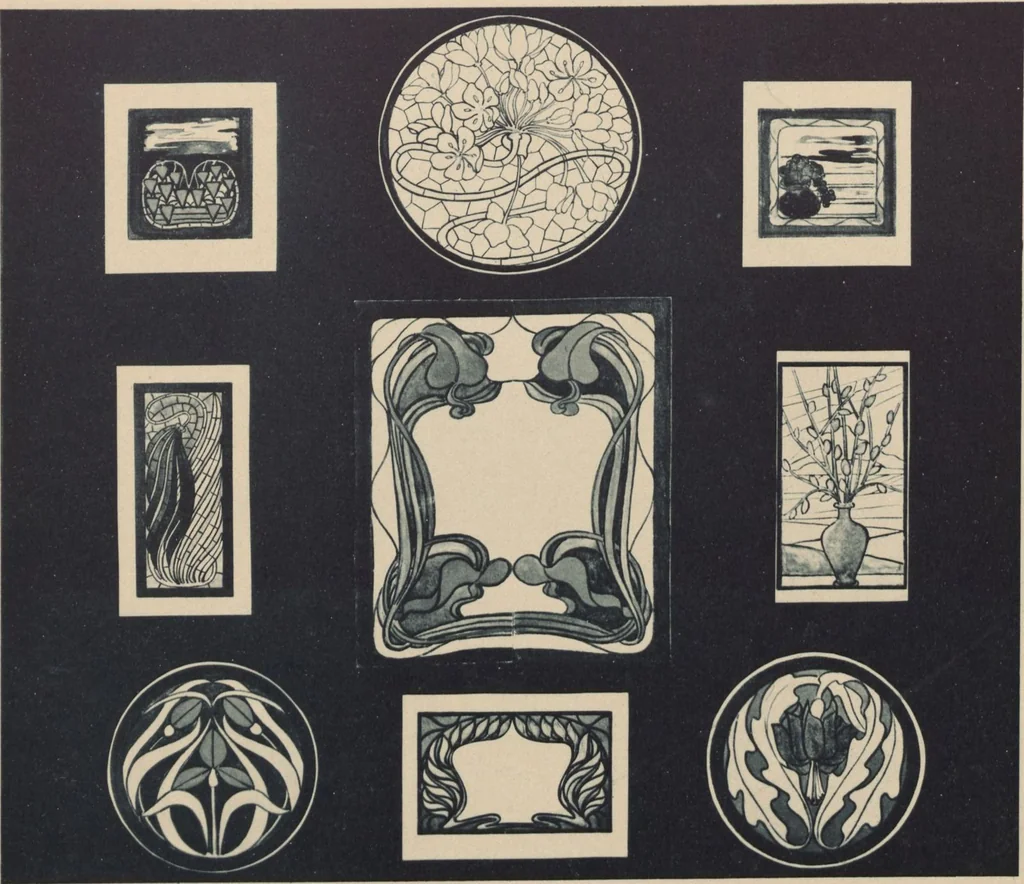 An illustration from Meisterwerke der deutschen Glasmalerei / hrsg. vom Badischen Kunstgewerbe-Verein aus Anlass der im Jahre 1901 stattgefundenen Glasmalerei-ausstellung zu Karlsruhe i. B. 100 Tafeln in Lichtdruck nebst einem Begleitwort von F. S. Meyer, 1903, leaf 179