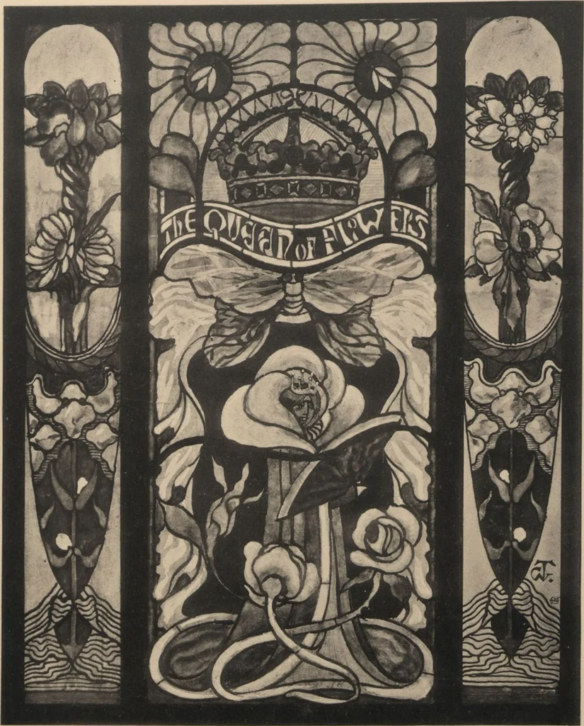 An illustration from Meisterwerke der deutschen Glasmalerei / hrsg. vom Badischen Kunstgewerbe-Verein aus Anlass der im Jahre 1901 stattgefundenen Glasmalerei-ausstellung zu Karlsruhe i. B. 100 Tafeln in Lichtdruck nebst einem Begleitwort von F. S. Meyer, 1903, leaf 183