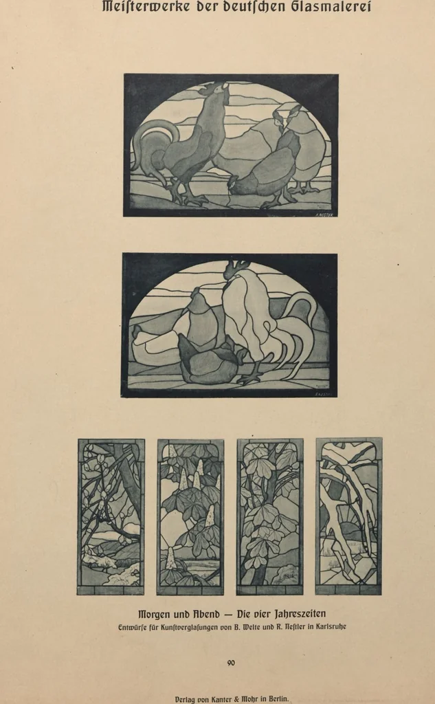 An illustration from Meisterwerke der deutschen Glasmalerei / hrsg. vom Badischen Kunstgewerbe-Verein aus Anlass der im Jahre 1901 stattgefundenen Glasmalerei-ausstellung zu Karlsruhe i. B. 100 Tafeln in Lichtdruck nebst einem Begleitwort von F. S. Meyer, 1903, leaf 187