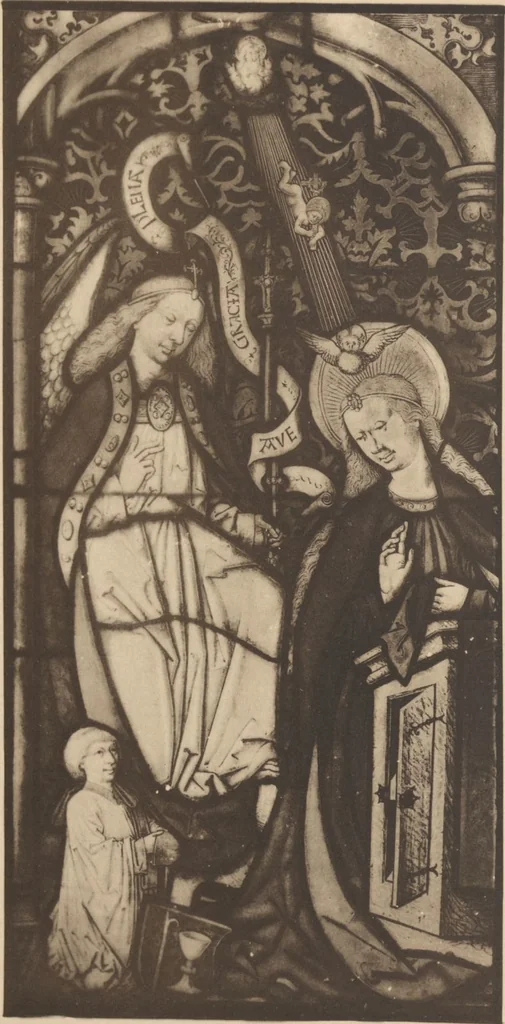 An illustration from Meisterwerke der deutschen Glasmalerei / hrsg. vom Badischen Kunstgewerbe-Verein aus Anlass der im Jahre 1901 stattgefundenen Glasmalerei-ausstellung zu Karlsruhe i. B. 100 Tafeln in Lichtdruck nebst einem Begleitwort von F. S. Meyer, 1903, leaf 189