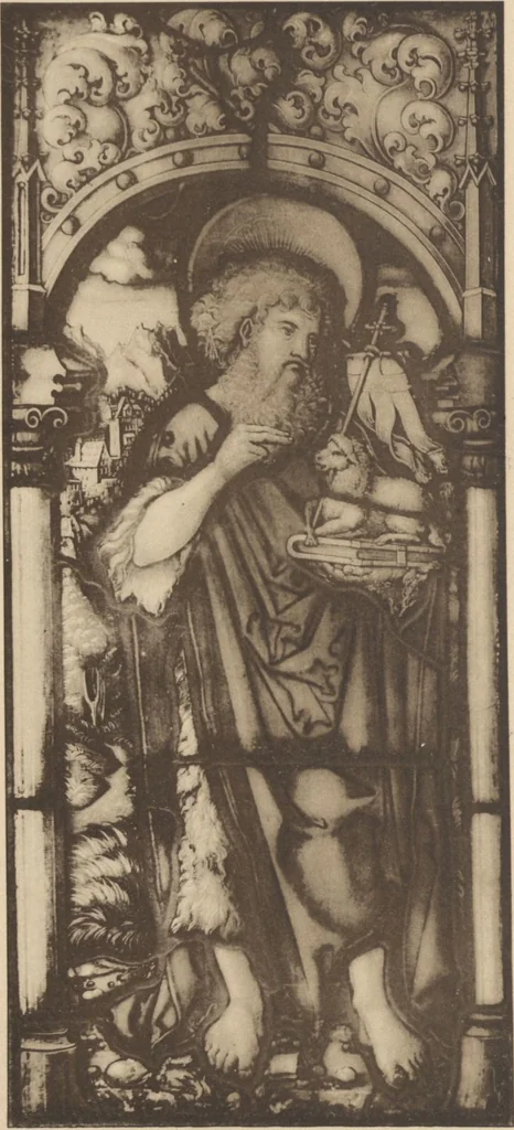 An illustration from Meisterwerke der deutschen Glasmalerei / hrsg. vom Badischen Kunstgewerbe-Verein aus Anlass der im Jahre 1901 stattgefundenen Glasmalerei-ausstellung zu Karlsruhe i. B. 100 Tafeln in Lichtdruck nebst einem Begleitwort von F. S. Meyer, 1903, leaf 193