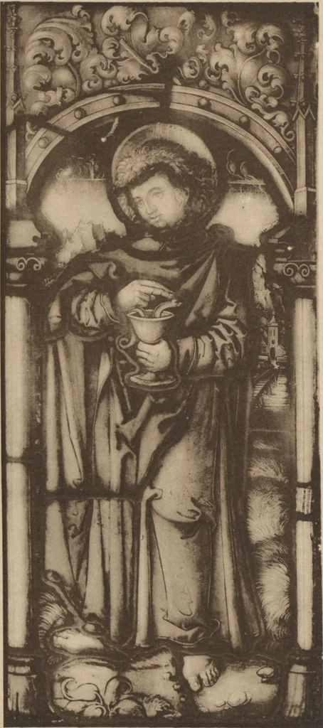 An illustration from Meisterwerke der deutschen Glasmalerei / hrsg. vom Badischen Kunstgewerbe-Verein aus Anlass der im Jahre 1901 stattgefundenen Glasmalerei-ausstellung zu Karlsruhe i. B. 100 Tafeln in Lichtdruck nebst einem Begleitwort von F. S. Meyer, 1903, leaf 193