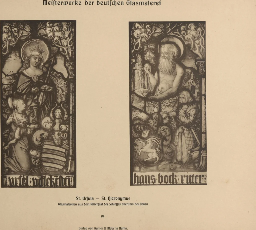 An illustration from Meisterwerke der deutschen Glasmalerei / hrsg. vom Badischen Kunstgewerbe-Verein aus Anlass der im Jahre 1901 stattgefundenen Glasmalerei-ausstellung zu Karlsruhe i. B. 100 Tafeln in Lichtdruck nebst einem Begleitwort von F. S. Meyer, 1903, leaf 195