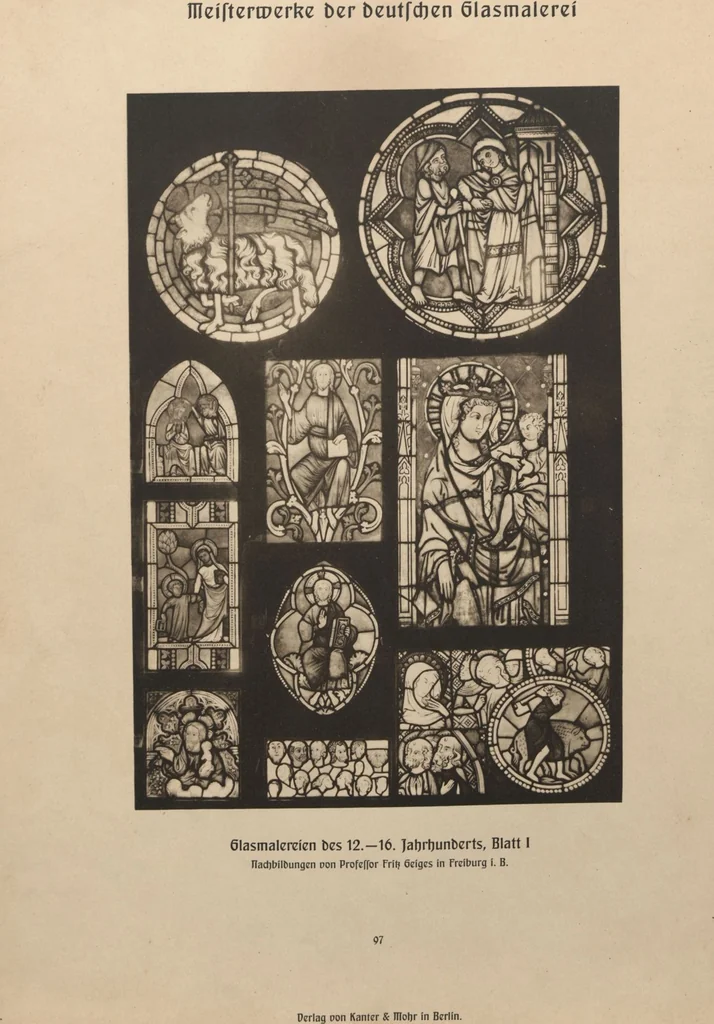 An illustration from Meisterwerke der deutschen Glasmalerei / hrsg. vom Badischen Kunstgewerbe-Verein aus Anlass der im Jahre 1901 stattgefundenen Glasmalerei-ausstellung zu Karlsruhe i. B. 100 Tafeln in Lichtdruck nebst einem Begleitwort von F. S. Meyer, 1903, leaf 201