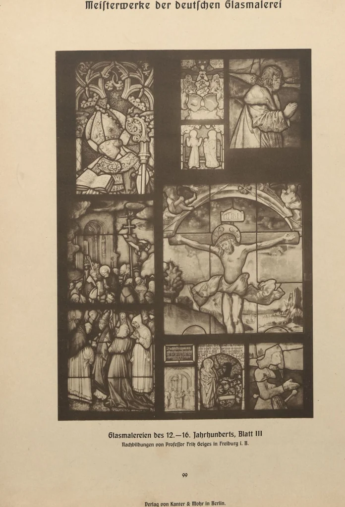 An illustration from Meisterwerke der deutschen Glasmalerei / hrsg. vom Badischen Kunstgewerbe-Verein aus Anlass der im Jahre 1901 stattgefundenen Glasmalerei-ausstellung zu Karlsruhe i. B. 100 Tafeln in Lichtdruck nebst einem Begleitwort von F. S. Meyer, 1903, leaf 205