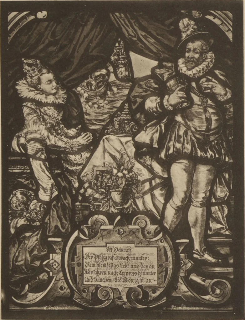 An illustration from Meisterwerke der deutschen Glasmalerei / hrsg. vom Badischen Kunstgewerbe-Verein aus Anlass der im Jahre 1901 stattgefundenen Glasmalerei-ausstellung zu Karlsruhe i. B. 100 Tafeln in Lichtdruck nebst einem Begleitwort von F. S. Meyer, 1903, leaf 23