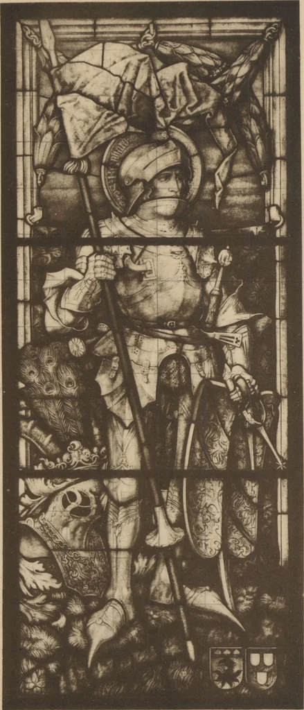 An illustration from Meisterwerke der deutschen Glasmalerei / hrsg. vom Badischen Kunstgewerbe-Verein aus Anlass der im Jahre 1901 stattgefundenen Glasmalerei-ausstellung zu Karlsruhe i. B. 100 Tafeln in Lichtdruck nebst einem Begleitwort von F. S. Meyer, 1903, leaf 29