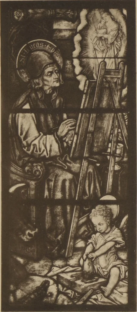 An illustration from Meisterwerke der deutschen Glasmalerei / hrsg. vom Badischen Kunstgewerbe-Verein aus Anlass der im Jahre 1901 stattgefundenen Glasmalerei-ausstellung zu Karlsruhe i. B. 100 Tafeln in Lichtdruck nebst einem Begleitwort von F. S. Meyer, 1903, leaf 29