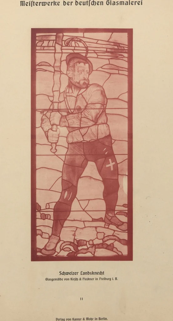 An illustration from Meisterwerke der deutschen Glasmalerei / hrsg. vom Badischen Kunstgewerbe-Verein aus Anlass der im Jahre 1901 stattgefundenen Glasmalerei-ausstellung zu Karlsruhe i. B. 100 Tafeln in Lichtdruck nebst einem Begleitwort von F. S. Meyer, 1903, leaf 35