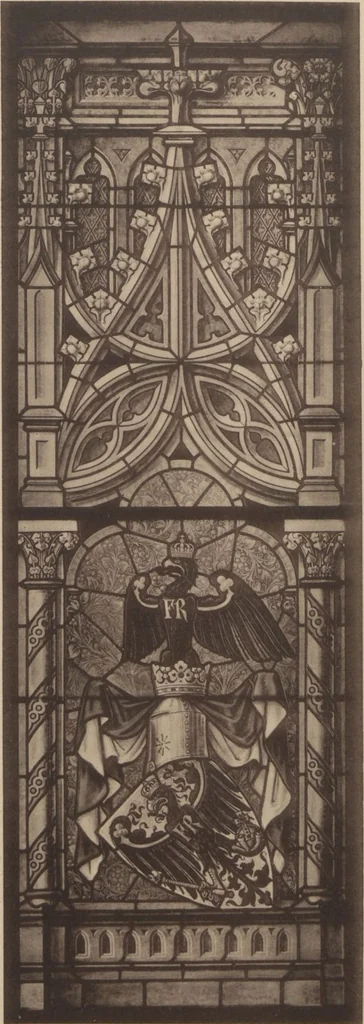 An illustration from Meisterwerke der deutschen Glasmalerei / hrsg. vom Badischen Kunstgewerbe-Verein aus Anlass der im Jahre 1901 stattgefundenen Glasmalerei-ausstellung zu Karlsruhe i. B. 100 Tafeln in Lichtdruck nebst einem Begleitwort von F. S. Meyer, 1903, leaf 37
