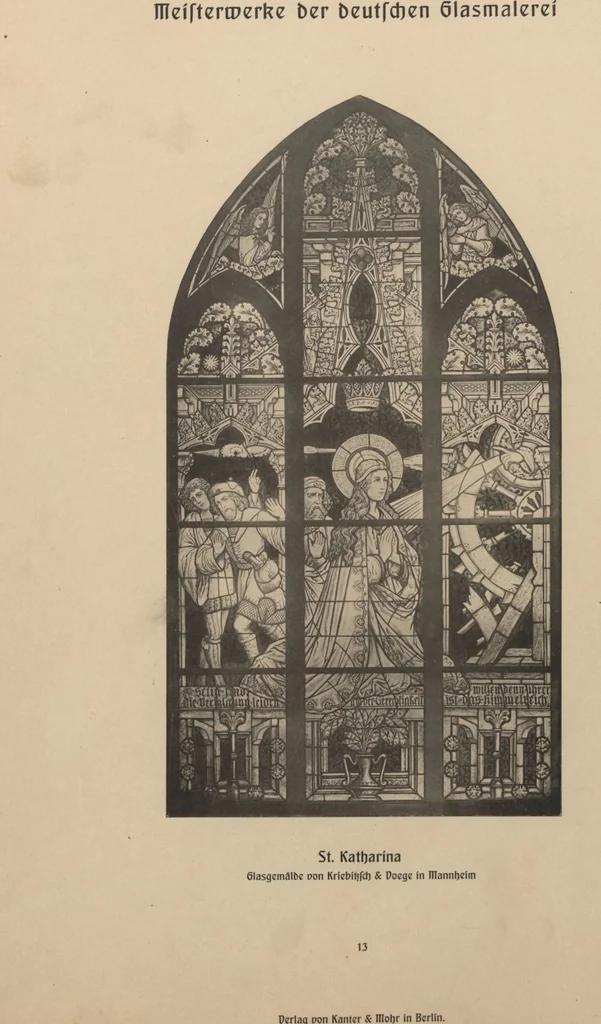 An illustration from Meisterwerke der deutschen Glasmalerei / hrsg. vom Badischen Kunstgewerbe-Verein aus Anlass der im Jahre 1901 stattgefundenen Glasmalerei-ausstellung zu Karlsruhe i. B. 100 Tafeln in Lichtdruck nebst einem Begleitwort von F. S. Meyer, 1903, leaf 39