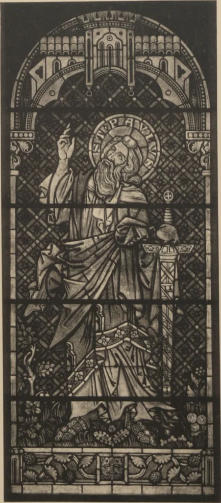 An illustration from Meisterwerke der deutschen Glasmalerei / hrsg. vom Badischen Kunstgewerbe-Verein aus Anlass der im Jahre 1901 stattgefundenen Glasmalerei-ausstellung zu Karlsruhe i. B. 100 Tafeln in Lichtdruck nebst einem Begleitwort von F. S. Meyer, 1903, leaf 41